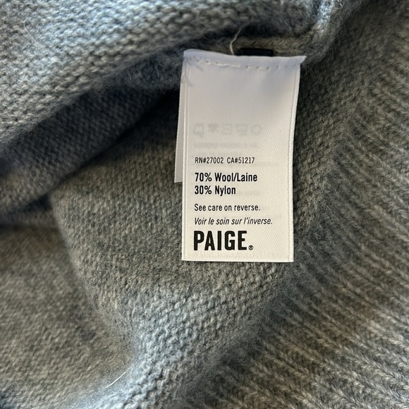 PAIGE Raundi Open Shoulder Sweater Long Sleeve Heather Grey Relaxed Fit Wool XS - Picture 11 of 15
